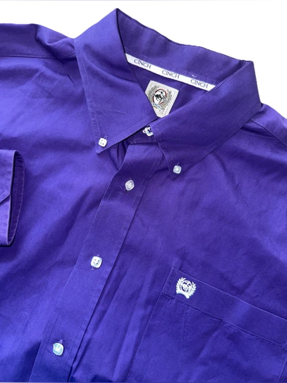 Cinch Men Large Button Down Western Shirt Long Sleeve Solid Purple Western
